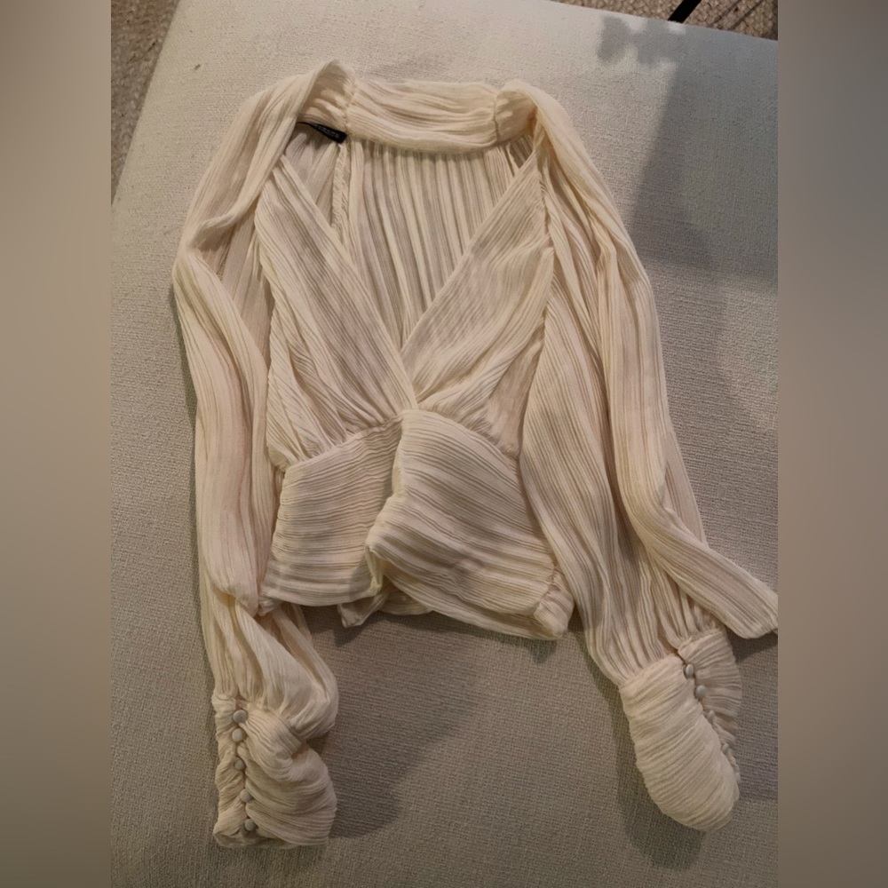Zara Cream V Neck Top